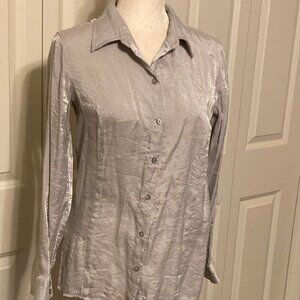 Chicos Silvery Sheen ~ Button Up Blouse ~ Size 0